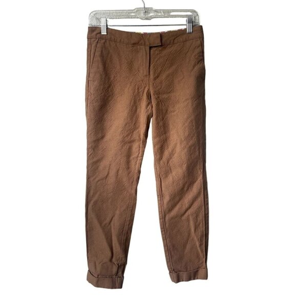 Boden Mid Rise Cuffed Brown Size 4 Petite Textured Slim Fit Wool Ankle Pants - Picture 1 of 9